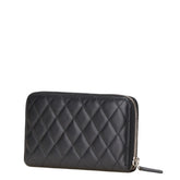 シャネル シンプリーCC ココマーク 長財布 ラウンドファスナー ブラック ラムスキン エナメル レディース CHANEL 【中古】
